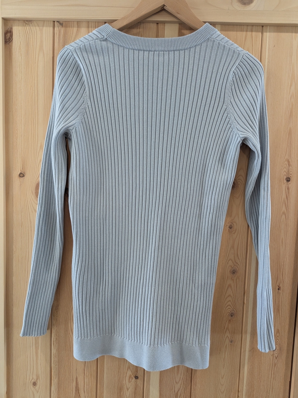 Athleta Light Blue Ribbed Knit Long Sleeve Top - Picture 5 of 9
